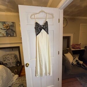 Elegant Black and White Lace Slip Dress